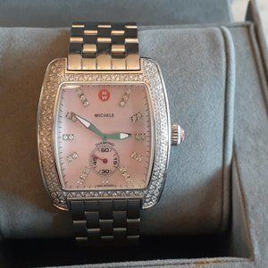 PINK Mother of Pear Michele Diamond Urban Watch
